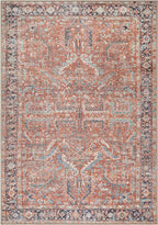 GLN Rugs Traditional Collection - Machine Washable Area Rug, Traditional Washable, Non Slip, Low Pile Chenille Rug, Living Room, Bedroom, Kitchen Rug (6' x 9' Terra/Multicolor 1168)