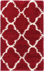 SAFAVIEH Dallas Shag Collection Accent Rug - 3' x 5', Red & Ivory, Trellis Design, Non-Shedding & Easy Care, 1.5-inch Thick Ideal for High Traffic Areas in Entryway, Living Room, Bedroom (SGD257Q)