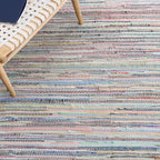 SAFAVIEH Rag Rug Collection Runner Rug - 2'3" x 6', Grey & Multi, Handmade Boho Stripe Cotton, Ideal for High Traffic Areas in Living Room, Bedroom (RAR121M)