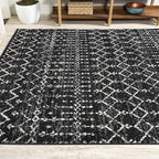JONATHAN Y Boho Vintage Diamond Black/Ivory Indoor Area Rug 9X12 ft, Moroccan Hype for Living Room, Bedroom, Kitchen, Office, Easy-Cleaning, High Traffic, Pet-Friendly, Non-Shedding (MOH101D-9)