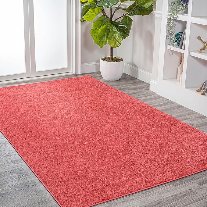 JONATHAN Y Haze Solid Low-Pile Red Indoor Area Rug 8x10, Coastal,Bohemian,Minimalist,Classic, Easy-Cleaning for Living Room,Bedroom,Kitchen,Pet Friendly,Non-Shedding (SEU100E-8)