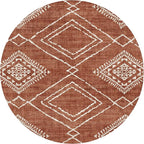 ReaLife Rugs Machine Washable Area Rug - Living Room Bedroom Bathroom Kitchen Entryway Office - Non Slip Low Pile Stain Resistant Premium - Moroccan Diamond Tribal - Jax - Orange 4' Round