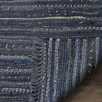 SAFAVIEH Rag Rug Collection Accent Rug - 2' x 3', Ink & Multi, Handmade Boho Stripe Cotton, Ideal for High Traffic Areas in Entryway, Living Room, Bedroom (RAR121C)