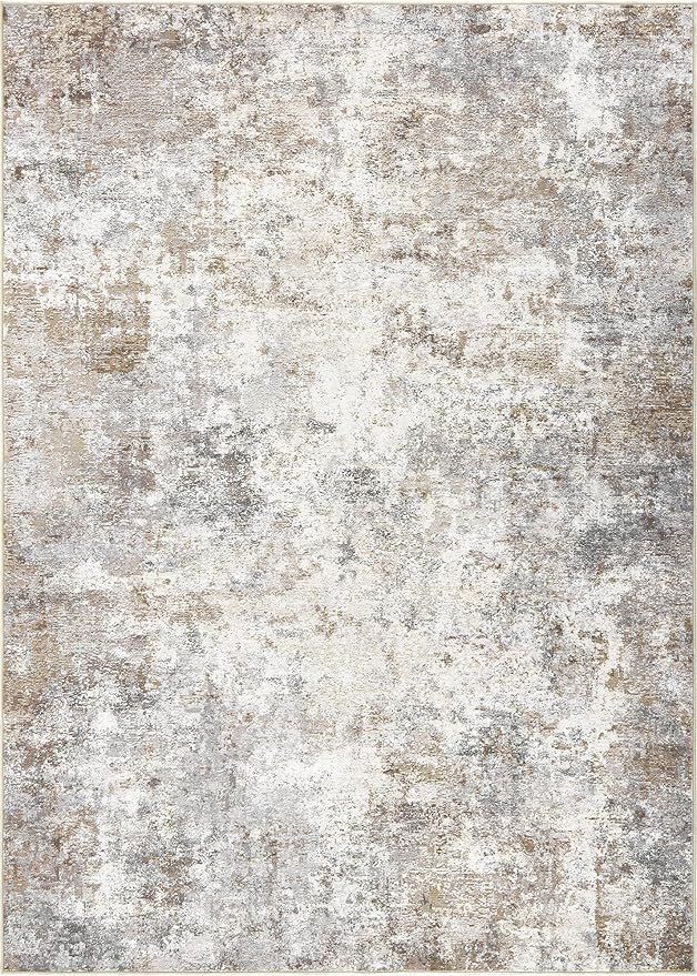 3x5 Area Rug Living Room Rugs - Washable Neutral Modern Abstract Soft Thin Rug Indoor Floor No Slip Rug Carpet for Bedroom Under Dining Table Home Office Decor - Brown Grey