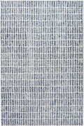 Hand-Tufted 100% Wool Area Rug – Unique Modern Geometric Grid Pattern, Soft Plush Textured Carpet for Living Room, Bedroom, Dining Room & Entryway (Denim Blue, 7' Round)
