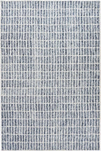 Hand-Tufted 100% Wool Area Rug – Unique Modern Geometric Grid Pattern, Soft Plush Textured Carpet for Living Room, Bedroom, Dining Room & Entryway (Denim Blue, 9' x 9' sq)