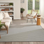 Nourison Home Courtyard Black White 8' x 10' Area Rug - Easy Clean, Non Shedding, Bed Room, Living Room, Dining Room, Kitchen (8' x 10')
