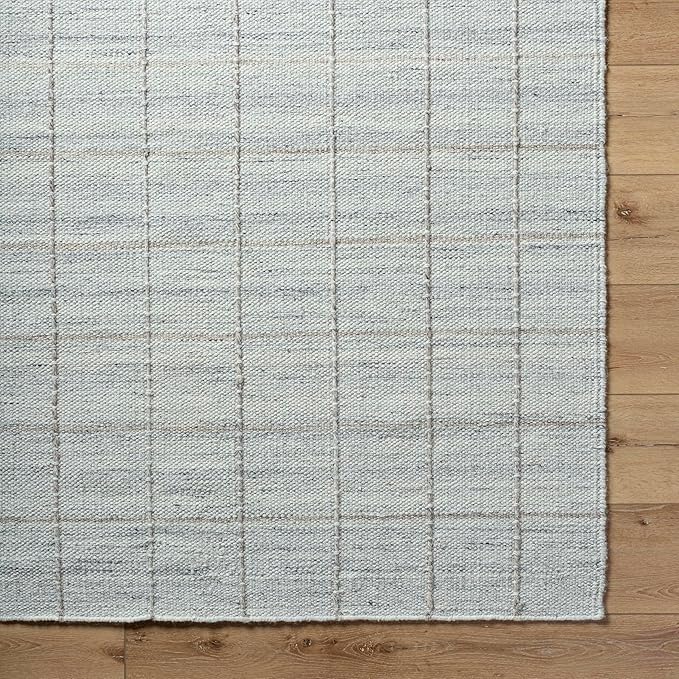 Mark&Day Wool Rugs, 6x9 Ishaq Cottage Metallic - Silver Area Rug, Grey Silver Carpet for Living Room, Bedroom or Kitchen (6' x 9')