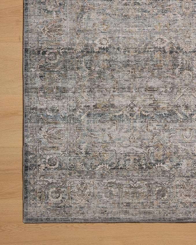 Loloi Amber Lewis Josie Collection JOS-05 Dove/Gold 9'-0" x 12'-0", .13" Pile Height, Low Profile, Machine Washable, Area Rug