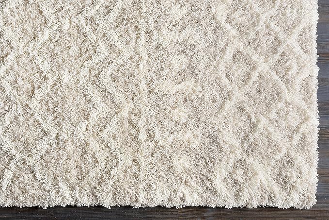Livabliss Hapsburg Moroccan Shag Area Rug, 6'7" Round, Beige