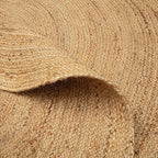 Hausattire Hand Woven Jute Braided Rug, 5’ Round – Natural, Reversible Boho Entry Area Rugs for Kitchen, Living Room I Farmhouse Decorative Floor Rug, 5 Feet Round