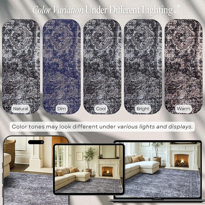 Fame Rugs Turkish Rug. Washable Vintage Oriental Antique Inspired Traditional Doormat Small Modern Area Rugs Luxury Entryway Entry Bedroom Bathroom Kitchen (396NN, 2'5 x 6'9)
