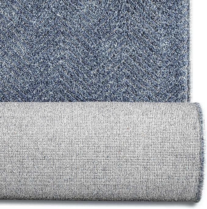 Well Woven Custom Size Hallway & Stair Runner- Harlow Pompeii Blue 31 Inches Wide x 15 Feet Long Runner (31" x 15') Runner Rug - Modern Chevron Pattern, Ultra-Soft, Easy-Clean