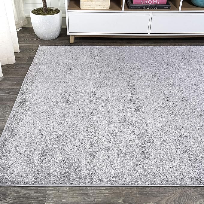 Eyely UES100A-3 Supersoft Haze Solid Low-Pile Indoor Area Rug Casual;Contemporary;Solid;Traditional, Bedroom, Kitchen, Living Room, Easy-Cleaning, Non-Shedding, 3 X 5, Gray