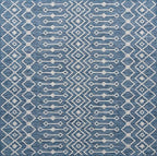 Unique Loom Outdoor Trellis Collection Area Rug - Tribal Trellis (8' Square, Blue/ Ivory)