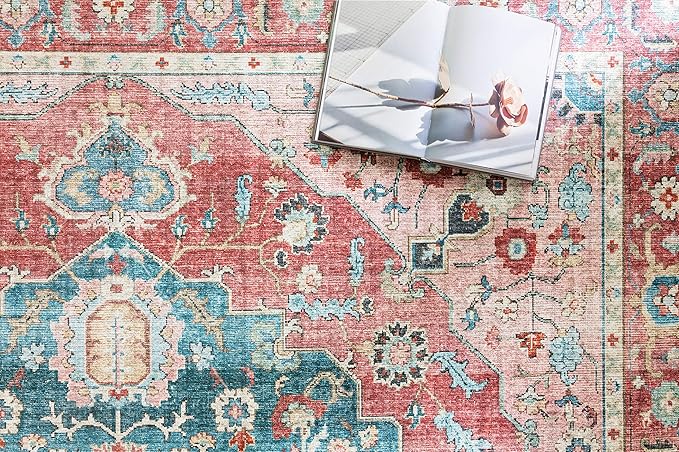 Loloi Skye Collection SKY-05 Brick/Ocean 8'-0" x 8'-0" Round Area Rug