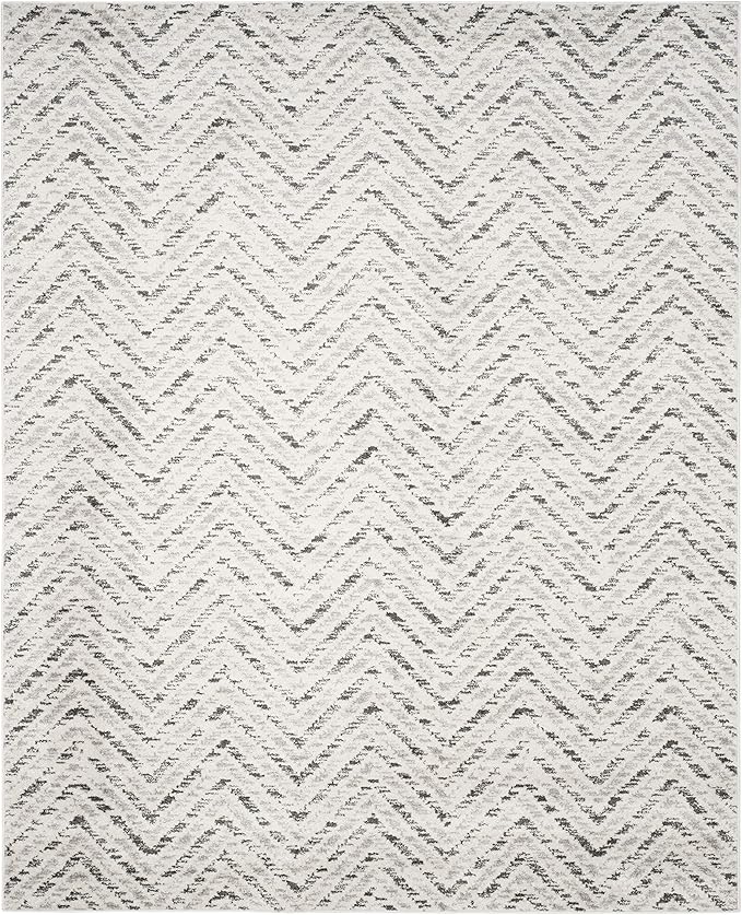SAFAVIEH Adirondack Collection Area Rug - 10' x 14', Ivory & Charcoal, Chevron Design, Non-Shedding & Easy Care, Ideal for High Traffic Areas in Living Room, Bedroom (ADR104N)