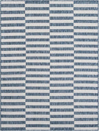 Unique Loom Outdoor Striped Collection Area Rug - Striped (5' 3" x 7' 1" Rectangle Blue/Ivory)