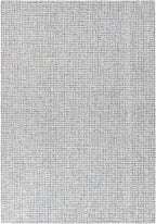 Hand-Tufted 100% Wool Pile Area Rug – Geometric Textured Grid Check Pattern – Thick and Durable Floor Carpet for Bedroom, Living Room, Kids Room, and Dining Area (Ivory Denim, 7' x 9')