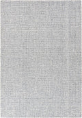 Hand-Tufted 100% Wool Pile Area Rug – Geometric Textured Grid Check Pattern – Thick and Durable Floor Carpet for Bedroom, Living Room, Kids Room, and Dining Area (Ivory, Denim, 5' Round)
