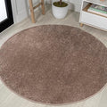 JONATHAN Y Haze Solid Low-Pile Brown 8' Round Indoor Area Rug, Coastal,Bohemian,Minimalist,Classic, Easy-Cleaning for Living Room,Bedroom,Kitchen,Pet Friendly,Non-Shedding (SEU100J-8R)