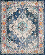 SAFAVIEH Monaco Collection X-Large Area Rug - 11' x 15', Navy & Light Blue, Medallion Distressed Design, Non-Shedding & Easy Care, Ideal for High Traffic Areas in Living Room, Bedroom (MNC243N)