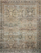 Loloi Layla Collection LAY-03 Olive/Charcoal 2'-6" x 9'-6" .13" Thick Runner Rug, Soft, Durable, Vintage Inspired, Distressed, Low Pile, Non-Shedding, Easy Clean, Printed, Living Room Rug