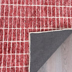 Hand-Tufted 100% Wool Area Rug – Unique Modern Geometric Grid Pattern, Soft Plush Textured Carpet for Living Room, Bedroom, Dining Room & Entryway (Brick Red, 8' x 8' sq)