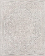 Well Woven Harlow Collection Cloud Medallion Ivory - Modern Tribal Minimalist 5x7 Area Rug - Ideal for Living Room, Dining Room & Bedroom - Durable, Stain Resistant & Easy to Clean