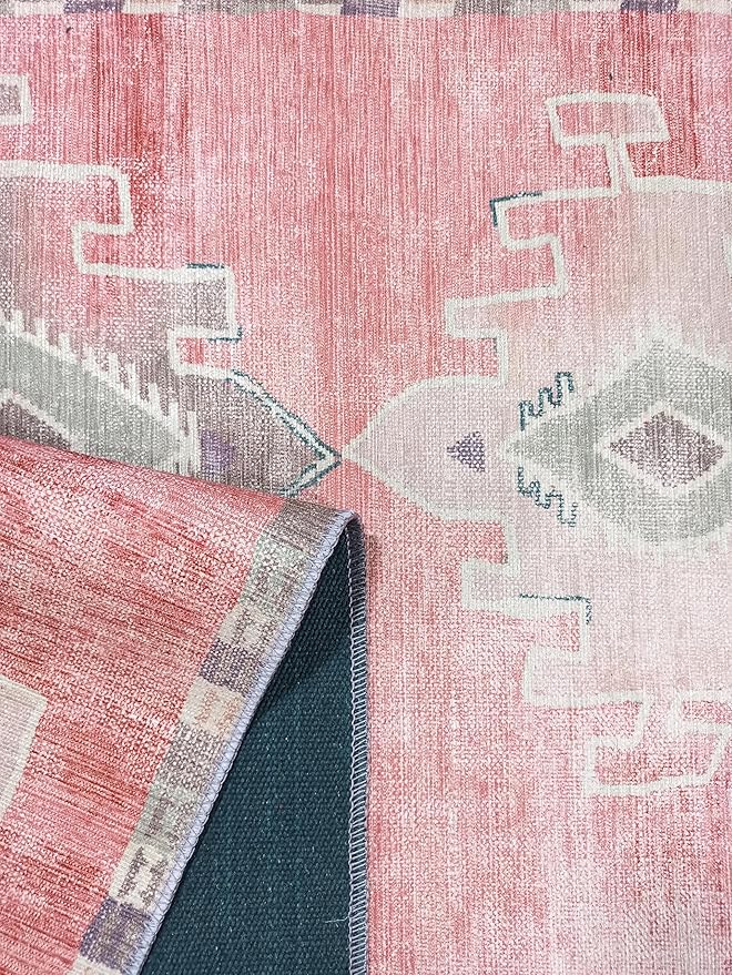 Fame Rugs Turkish Rug. Washable Vintage Oriental Antique Inspired Traditional Doormat Small Modern Area Rugs Luxury Entryway Entry Bedroom Bathroom Kitchen (379PP, 2'5 x 13'1)