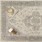 5x7 Washable Area Rug Beige Grey Vintage Distressed Rug for Office Oriental Soft Thin Indoor Retro Gray Carpet Non Slip Low Pile Floor Cover for Living Ding Room Bedroom Laundry Dorm