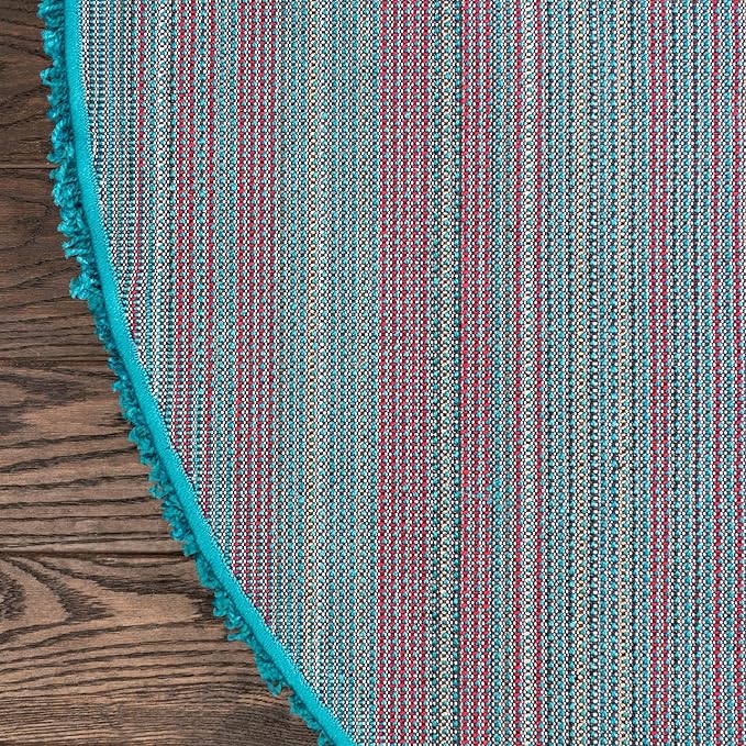 Unique Loom Solid Shag Collection Area Rug (8' x 10' Oval, Turquoise)
