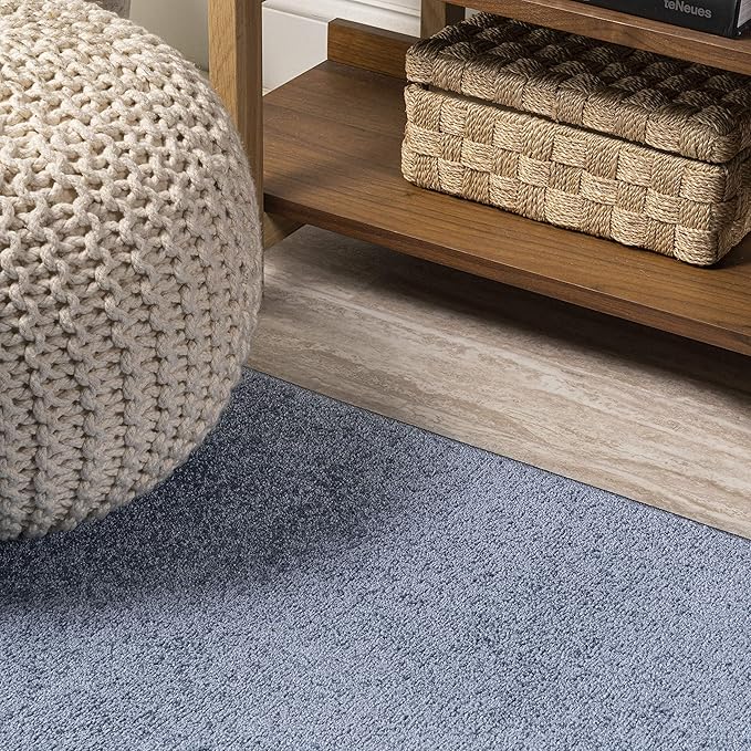 JONATHAN Y Haze Solid Low-Pile Classic Blue Runner Rug 2x10, Coastal,Bohemian,Minimalist,Classic, Easy-Cleaning for Living Room,Bedroom,Kitchen,Pet Friendly,Non-Shedding (SEU100F-210)