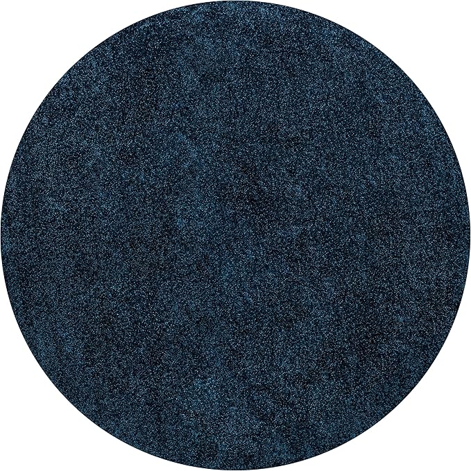 Eyely UES100C-8R Supersoft Haze Solid Low-Pile Indoor Area Rug, Coastal, Bohemian, Minimalist, Classic, Casual for Bedroom,Kitchen,Living Room,Non Shedding,Easy-Washing, Blue, 8' Round
