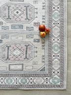 Fame Living Faded Oushak Rug, Turkish Vintage Floral Pastel Large Oversized Area Rugs for Living Room Dining Bedroom Kitchen Bathroom Nursery (848CrNv, 2' x 3')