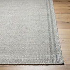 Mark&Day Wool Rugs, 2x3 Janmichael Solid and Border Gray/Black Area Rug, Grey Ivory Black Carpet for Living Room, Bedroom or Kitchen (2' x 3')