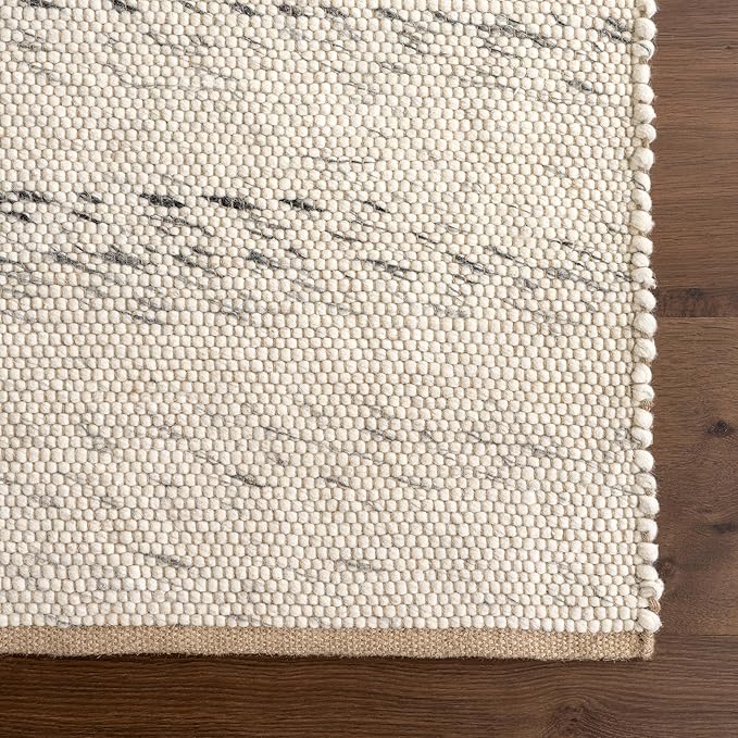 Rugs USA Hamptons Marled Ivory/Grey, 5' x 8', Hand Woven, Marled, Tassel, Soft and Cozy, High Traffic, Stain Resistant, Easy Clean, Durable Area Rug for Bedroom, Living Room, Dining, Den, Foyer