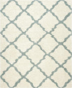 SAFAVIEH Dallas Shag Collection X-Large Area Rug - 11' x 15', Ivory & Light Blue, Trellis, Non-Shedding & Easy Care, 1.5-inch Thick Ideal for High Traffic Areas in Living Room, Bedroom (SGD257J)