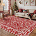 HUGEAR Christmas 5x7 Machine Washable Rugs Red Hallway Area Rug Indoor Accent Rug Floral Low Pile Carpet Soft Throw Aesthetic Rug Bedroom Living Room Office Dining Room Kitchen Laundry Room Non Slip