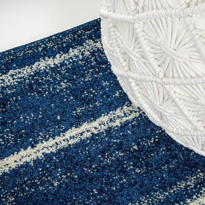 JONATHAN Y Williamsburg Minimalist Stripe Navy/Cream Indoor Area Rug, 8x10, Contemporary, Modern, Easy-Cleaning for Living Room, Bedroom, Kitchen, Pet Friendly, Non-Shedding (MOH201C-8)