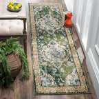 SAFAVIEH Monaco Collection 2'2" x 22' Forest GreenLight Blue MNC243F Boho Chic Medallion Distressed Non-Shedding Living Room Bedroom Runner Rug