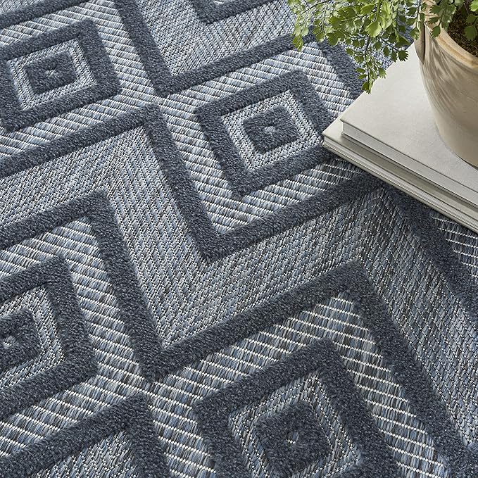 Nourison Home Versatile Navy Blue 5' x 7' Area Rug - Easy Clean, Non Shedding, Bed Room, Living Room, Dining Room, Kitchen (5' x 7')