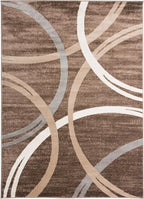 Rugshop Modern Wavy Circles Design Area Rug, Non-Shedding Carpet for Living Room, Bedroom, or Dining Room, Brown, 7'10" x 10'2"