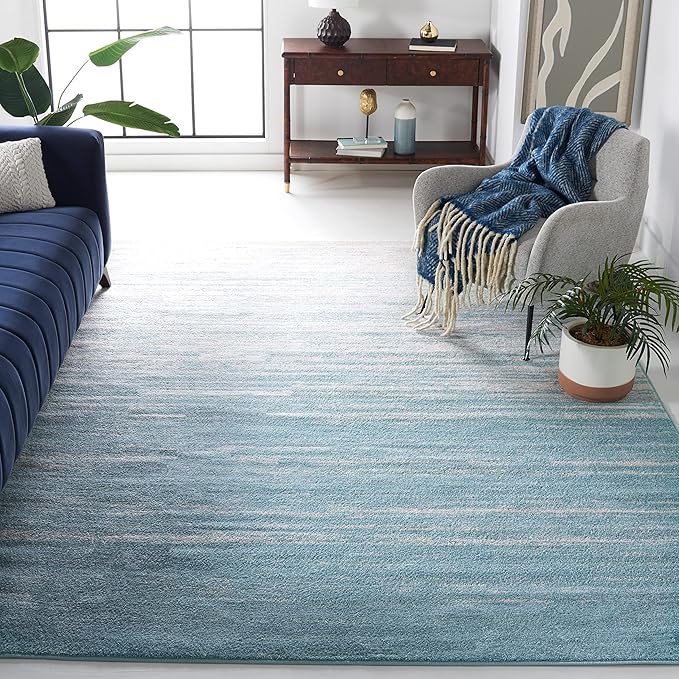 SAFAVIEH Area Rug 10x14 - Adirondack Collection - Large - Aqua & Ivory, Modern Ombre Design, Non Shedding & Easy to Clean, Ideal for Living Room, Bedroom, Office, Dining Space (ADR113J)