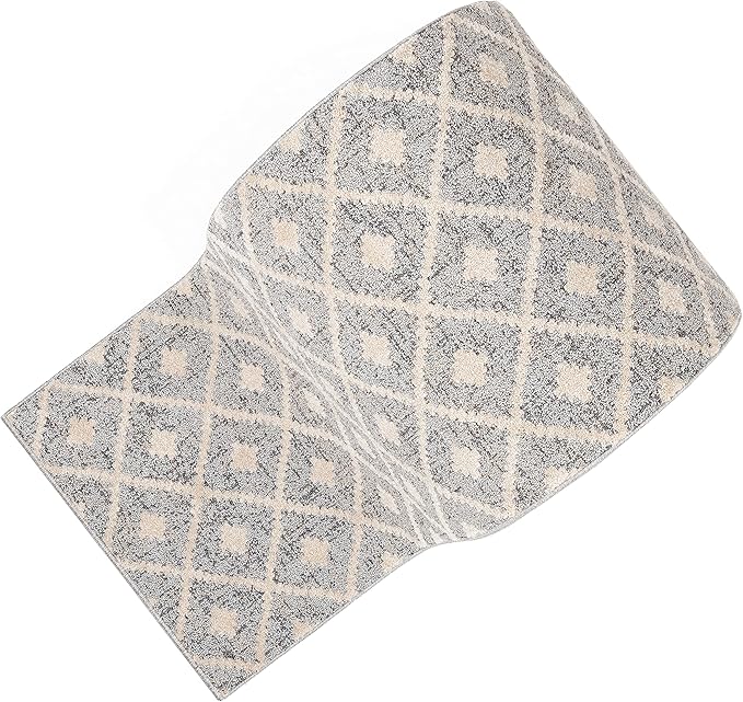 Well Woven Custom Size Runner - Choose Your Length - Ainsley Grey Diamond Trellis Geometric Tribal - 27 Inches Wide x 8 Feet Long Runner (27" x 8' Runner) Rug