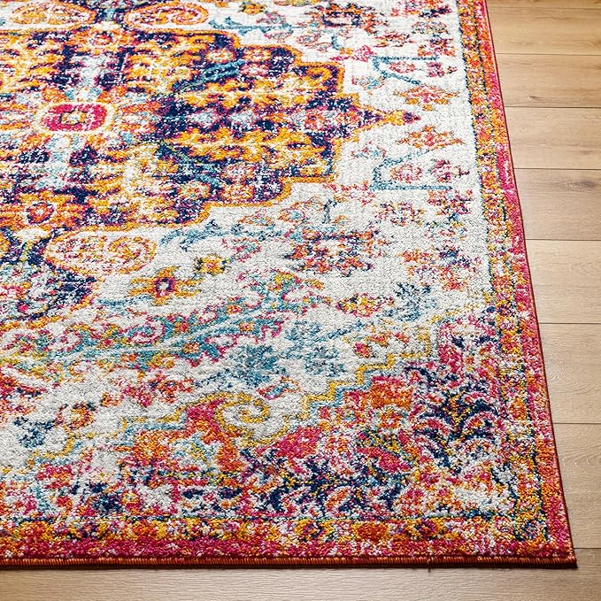 Livabliss Area Rugs - 8x10 Odelia Vintage Boho Beige Mustard Gray Area Rug for Living Room Bedroom - Floral Medallion Stain Resistant Carpet for Kitchen, Nursery, Office (7'10" x 10'3")