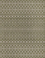 Unique Loom Outdoor Trellis Collection Area Rug - Tribal Trellis (10' x 13' Rectangle, Green/ Natural)