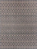 Unique Loom Outdoor Trellis Collection Area Rug - Tribal Trellis (9' x 12' Rectangle, Charcoal Gray/ Natural)