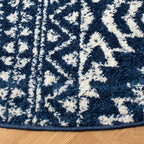 SAFAVIEH Tulum Collection Area Rug - 6'7" Round, Navy & Ivory, Moroccan Boho Tribal Design, Non-Shedding & Easy to Clean, Ideal for Living Room, Bedroom, Dining Space (TUL272N)