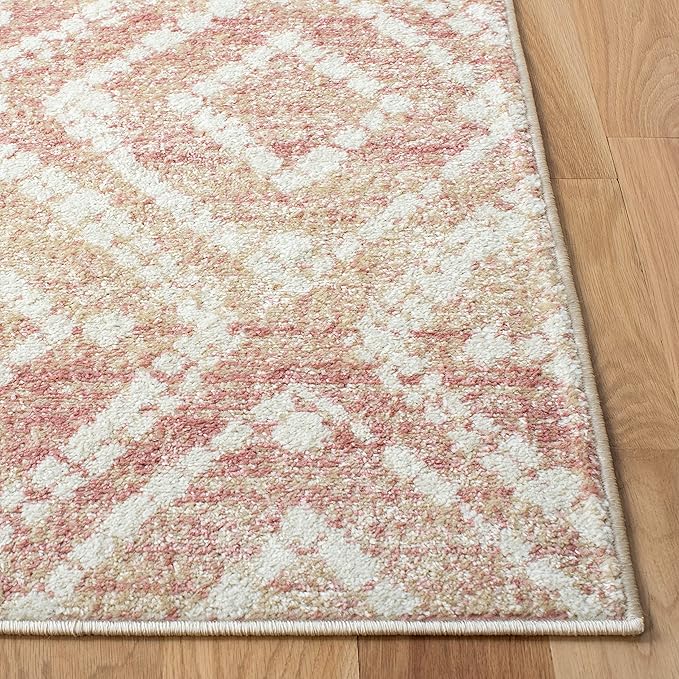SAFAVIEH Adirondack Collection Area Rug - 6' x 9', Rose & Gold, Modern Diamond Distressed Design, Non-Shedding & Easy Care, Ideal for High Traffic Areas in Living Room, Bedroom (ADR131Q)